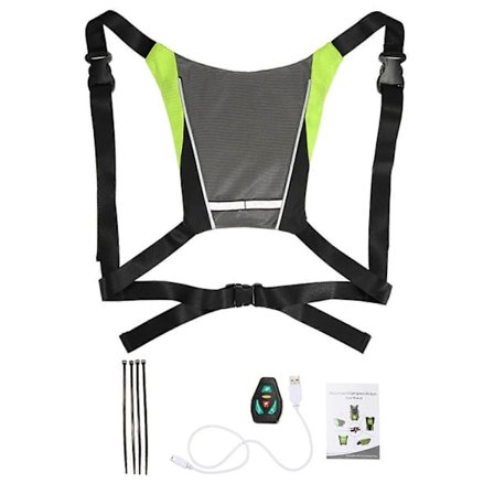LED Blinklys Vest Cykelpakke Guidelampe Reflekterende Lysende Sikkerhedsadvarsel med Fjernbetjening til Natcykling Grøn 1