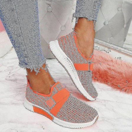 Slip-on skor med ortopedisk sula Dammode Sneakers Plattform Sneaker för kvinnor Walking Shoes Orange 41