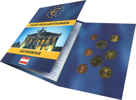 Østrig - Euro møntsæt i folder - Svensk