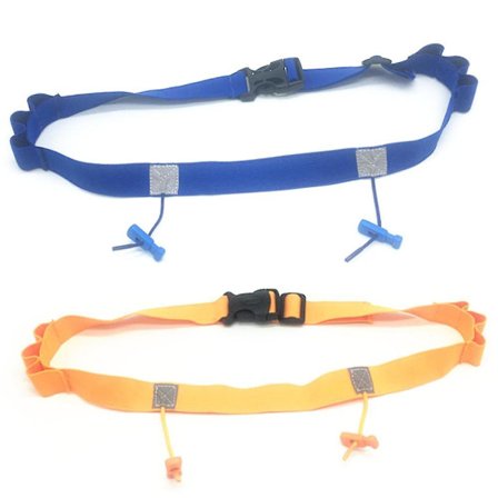 2 stk. Løbenummerbælte med 6 gel-sløjfer til løb, cykling, triathlon og maraton