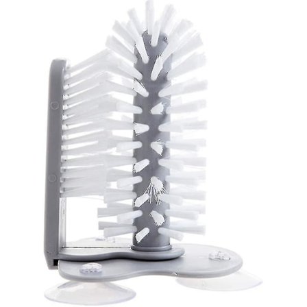 Glasvaskerbørste med dobbeltsidede børster, glaskopbørste med sugekopper til stående glasflasker