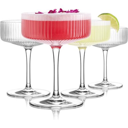 Raidalliset martiniglasit, 4 kpl, vintage-viinilasit, kristalliset cocktail-lasit, kirkkaat viinilasit