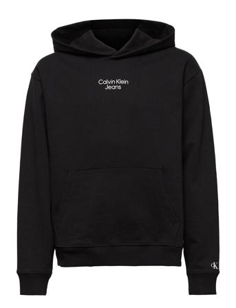 Stacked Logo Relaxed Hoodie Hoodie Svart Calvin Klein