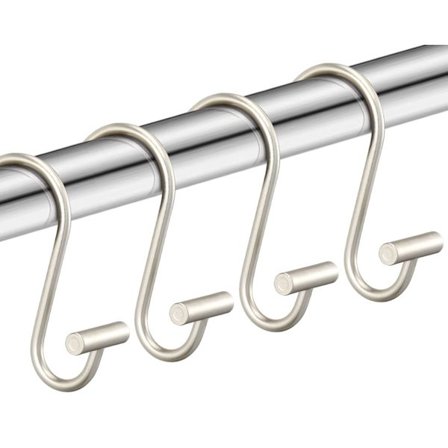 Duschdraperikrokar, Rostfria Duschdraperiringar för Badrum, T-Bar Metall Dekorativa Duschdraperikrokar Hängare för Duschdraperistång, Set med