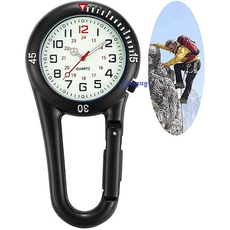 Clip-on karabinhage ur med kvartsurværk til udendørs lommeur til læger, sygeplejersker og paramedicinere