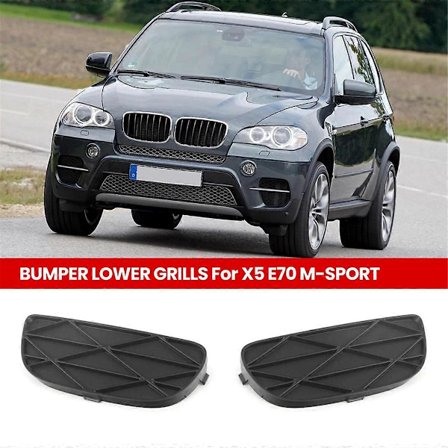 2 stk. BIL FRONTFANGER NEDRE LUKKET STIL GRILLER for BMW X5 E70 M-SPORT 51118038287, 51118038288