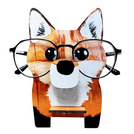 Trä Djurglasögonhållare Tecknad Fox Glasögonställ Personlig skrivbordsprydnad för hemmet a