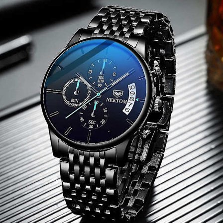 Nektom A8205 Vandtæt Hardlex Fuld Stål Quartz Ur Business Style Herreur