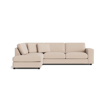 Oasis Ecksofa, links in Montreal Beige, modernes Design mit Nozag-Federung und Massivholz-Untergestell, komfortables Polstersofa, Höhe 79cm