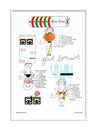Ögon - 1956 - Happy Summer Home Decoration Posters & Frames Posters Illustrations Multi/mønstret Olle Eksell