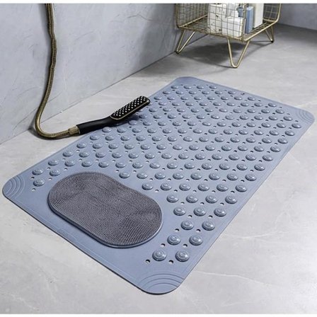 Sklisikker dusjmatte for badekar – Anti-skli badematte med sugekopper og dreneringshull, fotpleie for hjem og bad_TF_TF