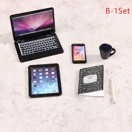 1:12 Dollhouse Miniatyyri kannettavan puhelimen tabletin pöytälamppukirja