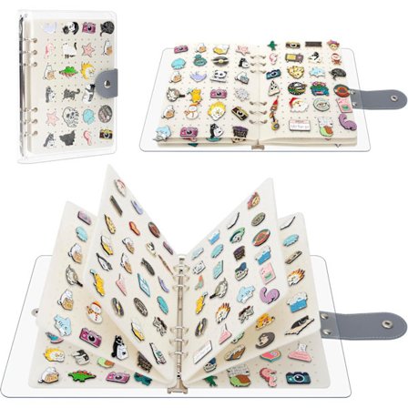 A5 Emaljert Nålvisningsbok, Klar PVC-Omslag (Tilbehør Ikke Inkludert) (Hvit - 6 Sider)