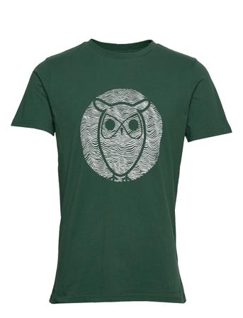 Alder Wave Owl Tee - Gots/Vegan T-shirt Grøn Knowledge Cotton Apparel