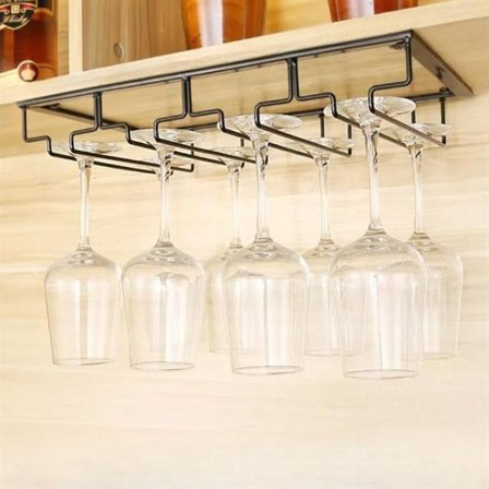 Vinglasholder med 4 rækker i pulverlakeret jern, plads til flere glas