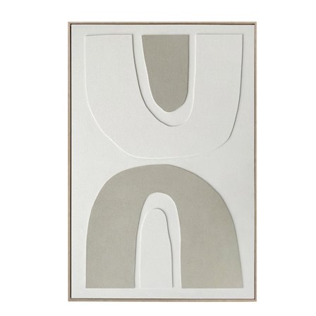 Lærredskunst med ramme, beige og hvid, 82,6x122,6 cm