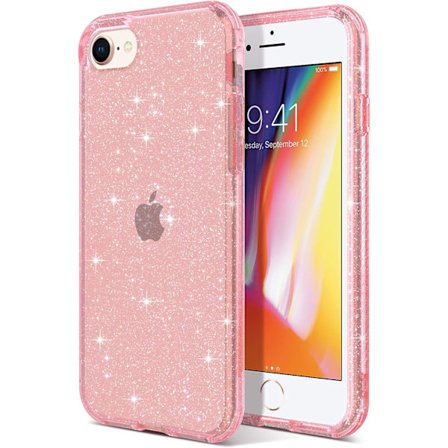 iPhone SE 2022 Glitter Cover, iPhone 8/7 Transparent Cover Soft TPU Bumper Beskyttende Stødsikker Anti-Scratch Cover til Apple iPhone SE 2020/iPhone 8