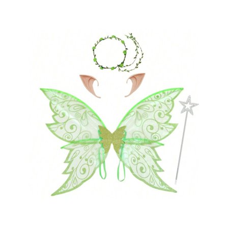 Keijusiipisetti sauvan kanssa, vaaleanpunaiset glitteriset perhossiivet joulu- ja Halloween-juhliin