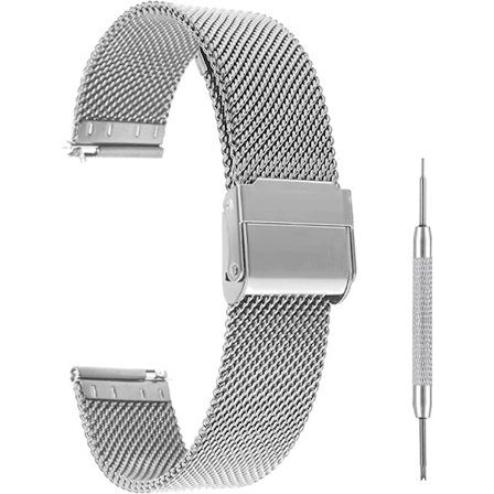 2* Watch-stropper, Hurtigutløsende Watch Strap Justerbar Rustfritt Stål S