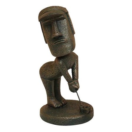 Statueindretning Påskeøen Ornament Harpiks Sten Dekoration til Rumtilbehør Antik Skulptur