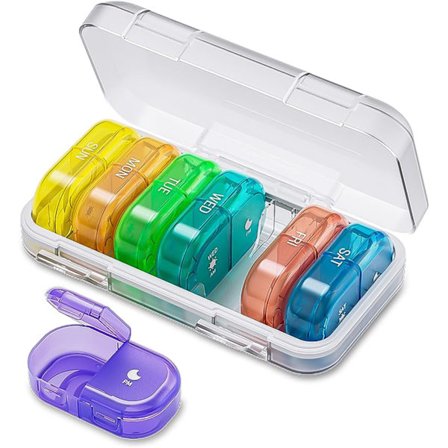 Ugentlig Pilleæske 2 Gange Dagligt, AM PM Pilleboks 7 Dage, Bærbar Fugttæt Pilleæske 14 Rum, Rejsetablet til Vitaminer