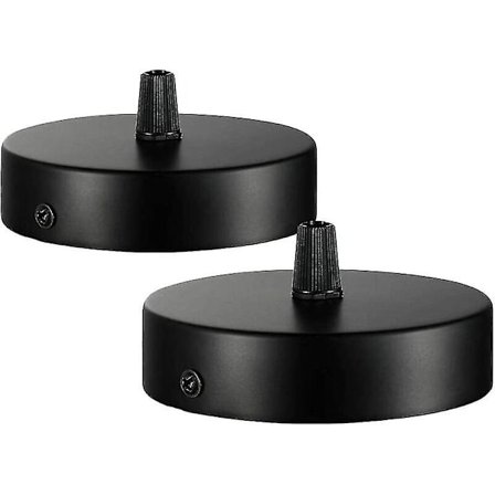 100 X 20mm Takdosa, Metallkoppling, 1 Håls Rund Skärm - Takrosett - Matt Svart, Alla Lampor Passar (2 st) -