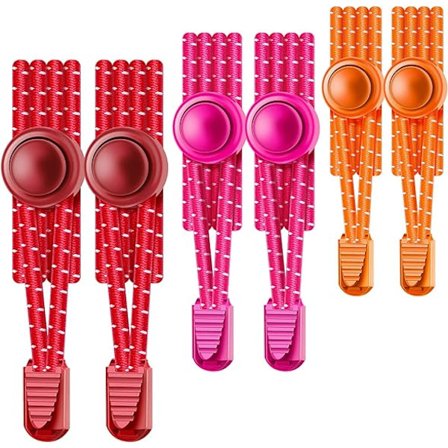 3-pack röda No Lacing skosnören, elastiska skosnören, en storlek passar alla