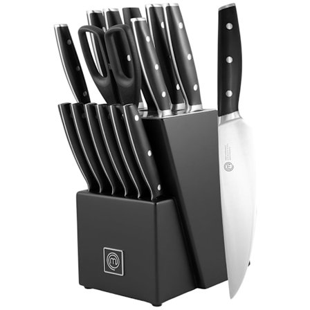Masterchef Preformance-knivsæt med 15 knive i en knivblok - Sor