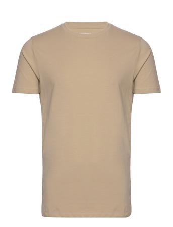 Mens Stretch Crew Neck Tee S/S T-shirts Short-sleeved Beige Lindbergh*Betinget Tilbud
