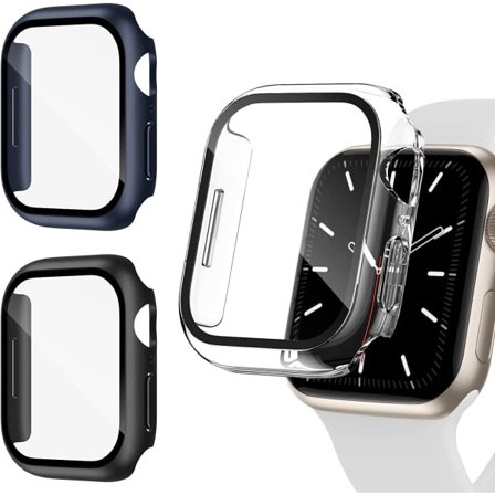 3-pack kompatibla med Apple Watch Series 8/10 skärmskydd svart+genomskinlig+blå 41mm