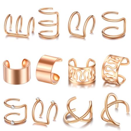 12:a/ Set Ear Cuffs Leaf Ear Cuff Clip Örhängen Silver