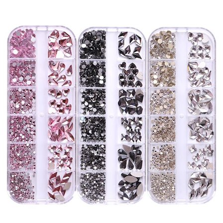 3 st Rhinestones för Nail Art, Crystal AB Rhinestones Flat Back G