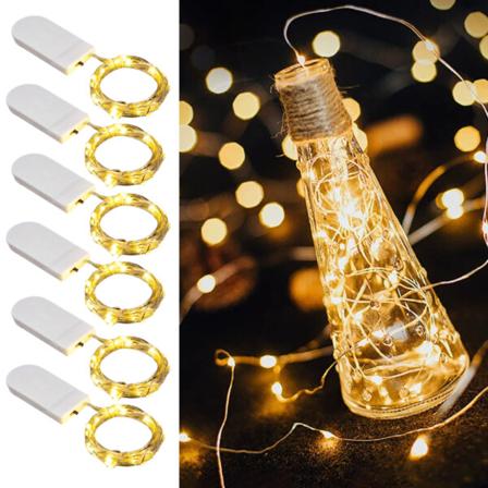 6-pakkaus 1m Mini LED-valosarja Paristokäyttöinen lämmin valkoinen