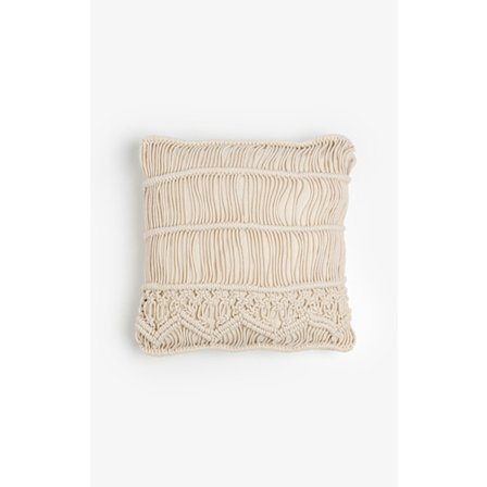 Makramépude 45x45cm Bomuld Polyester Elfenben