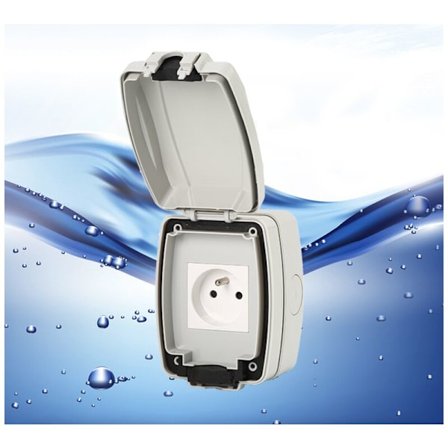 IP66 Vattentät Utomhusuttag, Dammsäker Vägguttag, Trädgårds Vägguttag för Inomhus och Utomhus (Enkel Uttag