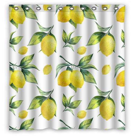Citron Hvid Bruseforhæng Badeværelse Vandafvisende Hjem Decor 160x180 Cm