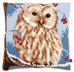 Broderikit Kudde Kattuggla