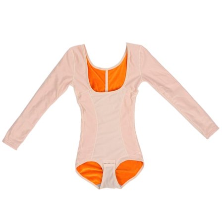 Tyk, varm, holdende shapewear til kvinder - blød, åndbar, langærmet, med bryststøtte (hudfarve) XL
