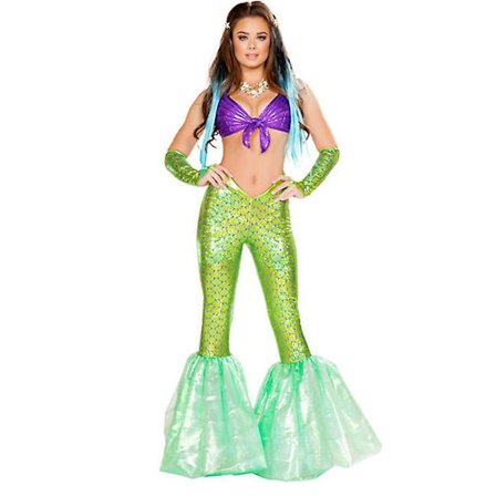Kvinner Havfrue Prinsesse Halloween Kostyme Paljetter Fancy Karneval Klær Sexy Ariel Fest Bodycon Kjoler Kjole Fisk Hale Skjørt-XL
