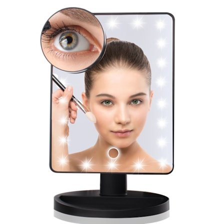 Lighted Mirror, 10X Magnifying LED Makeup Mirror, LED Mirror, USB og batteri opplading, 180° Makeup Mirror, Lighted Magnifying Mirror for Makeup, Sh