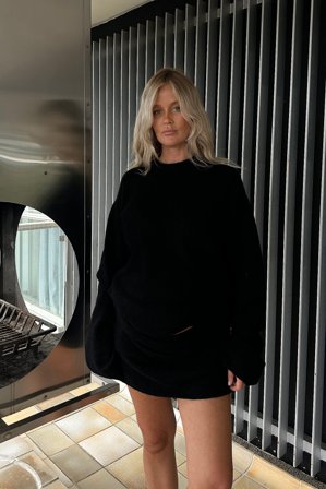 Josefine HJ x NA-KD Stickad tröja - Tröjor - Svart - S (EU 34-36)