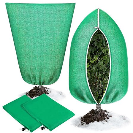 Pakke med 2 Vinter Plantebeskyttelse, 70 g/m², 80 x 120 cm, NonWoven Fabric, med Lynlås og Snøre (FMY)