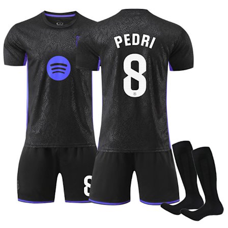 25-26 FC Barcelona Black Mamba Erikoisversio NO.8 PEDRI Pelipaidat Setit Lapset Aikuiset Jalkapallovarusteet Sukkien Kanssa