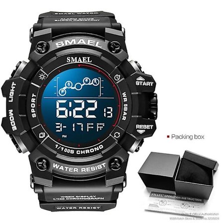 Smael Elektroniske Digitale Klokker For Menn Vanntett Unisex Militær Sportsklokke Med Auto Dato Uke LED Display Hvit 8082