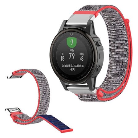 Garmin Fenix 6S / Fenix 5S Plus nylonsilmukkainen kellonauha - Punainen / Sininen