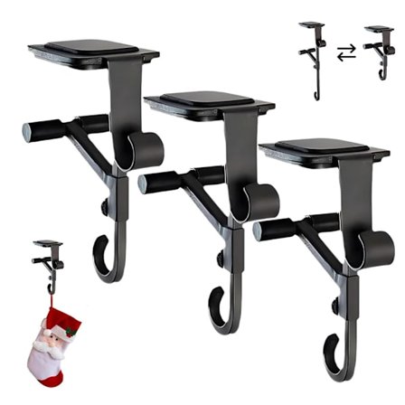 Mantel No-Drill Strømpeophæng, 2-i-1 Justerbar Guirlandeophæng, Kraftige Kroge til Juledekorationer (3 Stykker med Lange og Korte Kroge)