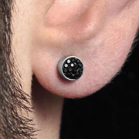 Magnetická náušnice s černým zirkonem 6 mm pro muže - Magnetické náušnice