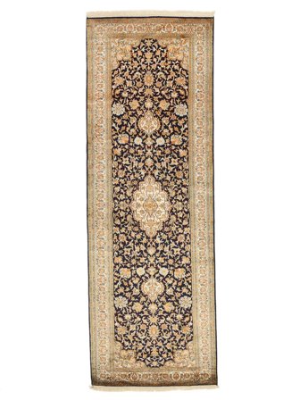 Kashmir Ren Silke Teppe Håndknyttet 83X243 Løpere Oransje/Brun India