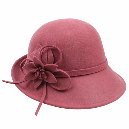 Vintage Damehat Retro Baret Huer til Fest Rejse (Pink)