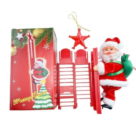 Elektrisk klättring stege tomten musik docka jul prydnad dekoration till hem jul träd
